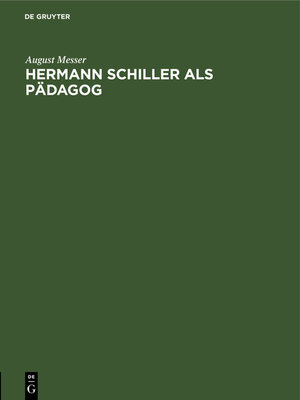 cover image of Hermann Schiller als Pädagog